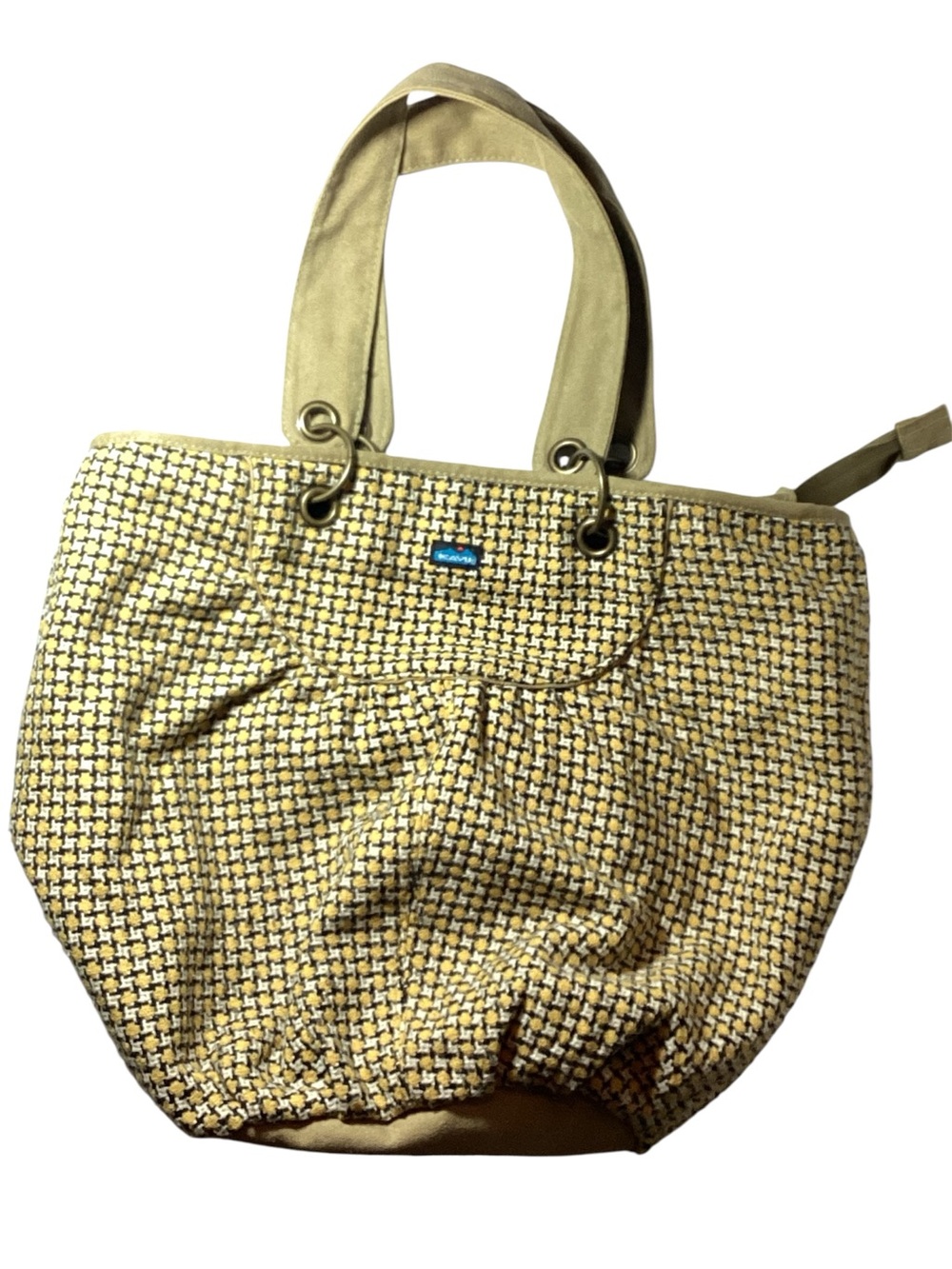 Kavu Woven Yellow Tote Bag with Shoulder Straps